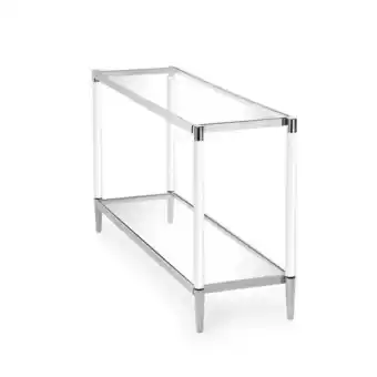 Homes R Us Darren glass console table - silver offer