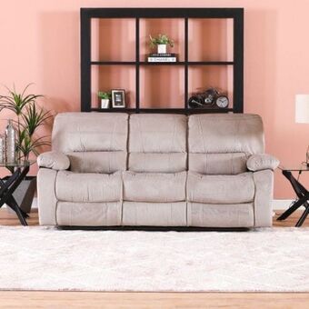 Danube Home Stallion three seater fabric motion recliner with console-plush beige offer