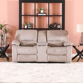 Danube Home Stallion two seater fabric motion recliner with console-plush beige offer