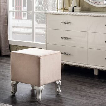 Homes R Us Carmen fabric upholstered stool - cream offer