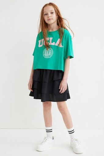 H&M Cropped printed jersey top offer