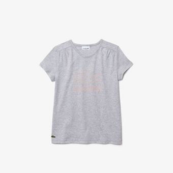 Lacoste Girls' crew neck printed cotton t-shirt offer