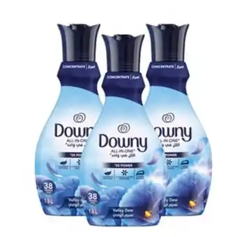 Lulu Hypermarket Downy concentrate all-in-one 3x power valley dew scent fabric softener 3 x 1.5litre offer