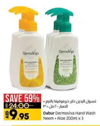 Lulu Hypermarket Dabur Dermoviva Hand Wash Neem + Aloe 200mlx3 offer