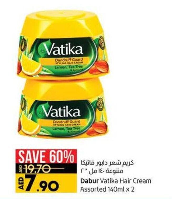 Dabur Vatika Hair Cream Assorted 140mlx2 offer at Lulu Hypermarket Dabur Vatika Hair Cream Assorted 140mlx2 offer at Lulu Hypermarket