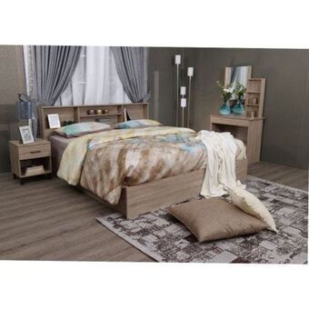 Danube Home Gamorah 180x200 king bed set + dresser and stool - sonoma oak offer