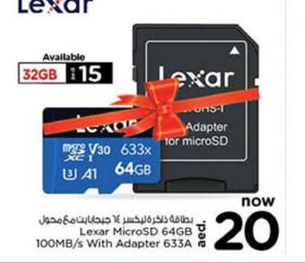 Nesto Lexar microSD 64gb 100mb/s with adapter 633A offer