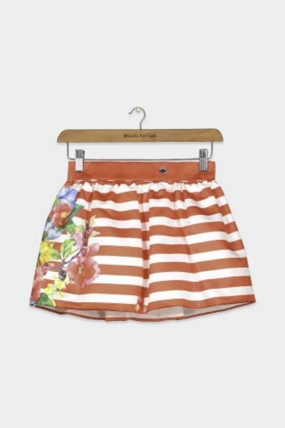 Brands For Less Kid girl's striped floral belted mini skirt, red/white offer