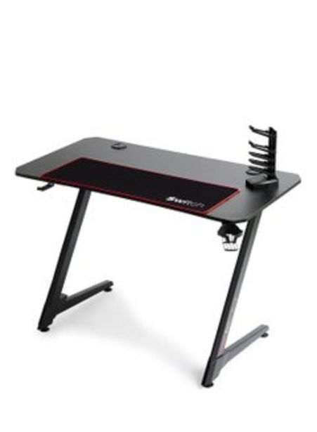 Noon Z shape gaming desk with free mouse pad, cup holders, headset hook, cable management,gamepad holder z4-1160 black 111x60x75cm offer