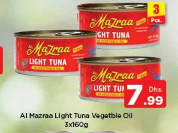 Nesto Al mazraa light tuna vegetable oil 3x160g offer