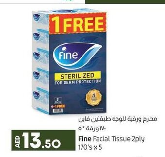 Lulu Hypermarket Fine Facial Tissue 2Ply 170's x 5 offer