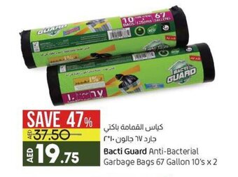 Lulu Hypermarket Bacti Guard Anti-Bacterial Garbage Bags 67 Gallon 10's x 2 offer