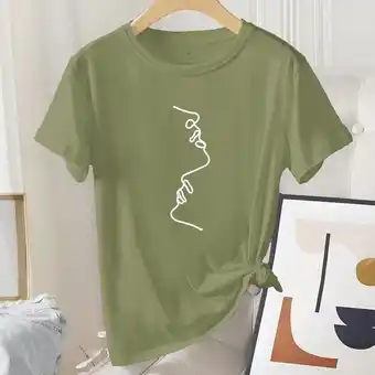 Aliexpress Women casual fashion summer graphic short sleeve ladies regular daily t-shirt side face print female 100% cotton o-neck tee t offer