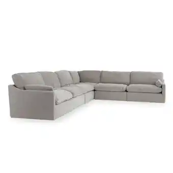 Homes R Us Ottoman melanie fabric upholstered 6-seater corner sofa - grey offer