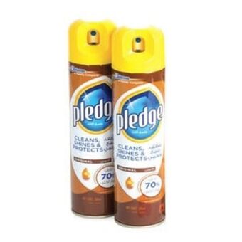 Lulu Hypermarket Pledge furniture polish original 300ml x 2pcs offer