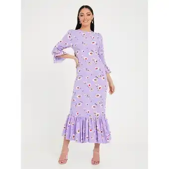 Centrepoint Styli 3/4 sleeves round neck floral print a-line maxi dress offer