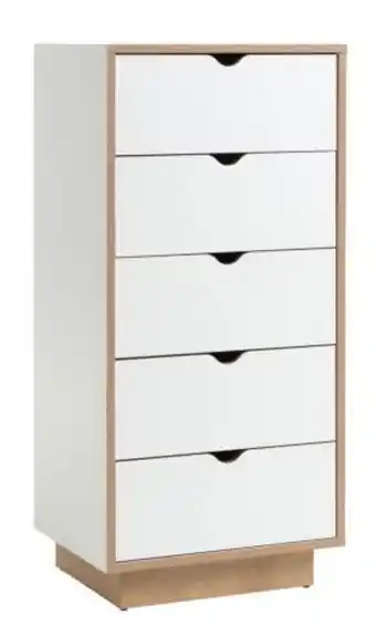 JYSK 5 drawer chest mammen slim white/oak offer
