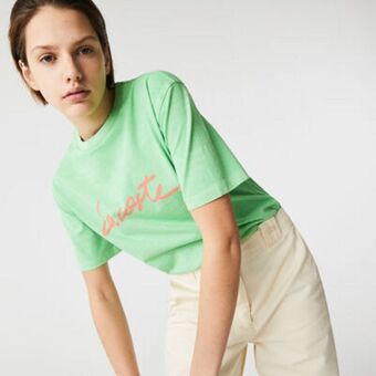 Lacoste Women’s crew neck print lettering cotton t-shirt offer