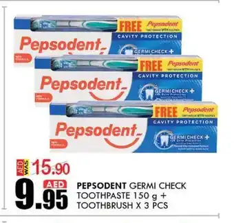 KM Trading Pepsodent germi check toothpaste 150g + toothbrush x 3 pcs offer