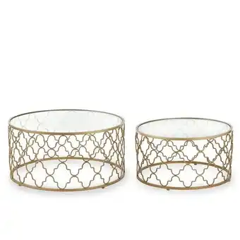 Homes R Us Marky metal nesting coffee tables - set of 2 - gold offer