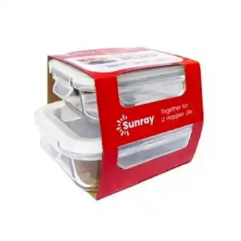 Lulu Hypermarket Sunray borosilicate glass food container 2pcs hs201rc offer