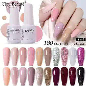 Clou beaute 8ml color uv gel nail polish varnish hybrid soak off pink nude lacquer glitter base top coat organic uv led nail 