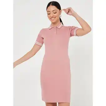 Styli short sleeves striped tipping polo t-shirt mini dress with button closure