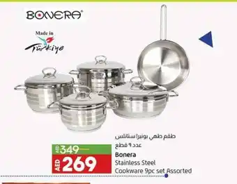 Lulu Hypermarket Bonera stainless steel cookware 9pc set assorted offer