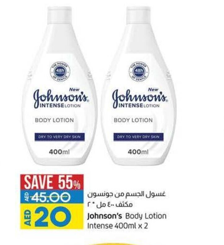 Johnsons body lotion intense 400ml x 2 offer at Lulu Hypermarket