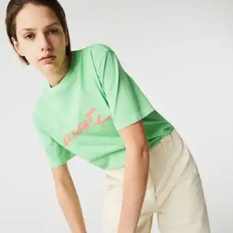 Lacoste Women’s crew neck print lettering cotton t-shirt offer