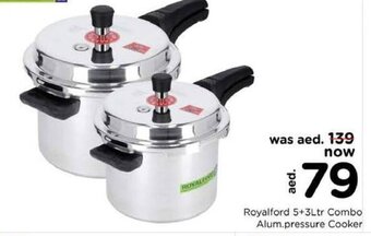 Nesto Royalford 5+3Ltr Combo Alum.Pressure Cooker offer