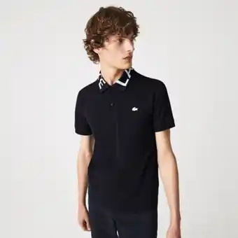 Lacoste Men’s lacoste slim fit lettered neck light breathable piqué polo shirt offer