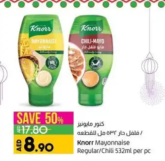 Lulu Hypermarket Knorr Mayonnaise Regular/Chili 532ml per pc offer