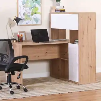 Danube Home Meadow combo office desk with/ drawer-artisan oak / hg white offer