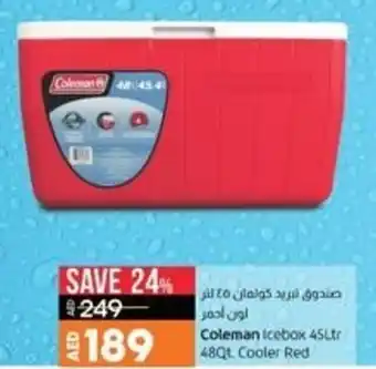 Lulu Hypermarket Coleman Icebox 45Ltr 48Qt Cooler Red offer