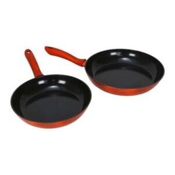 Lulu Hypermarket Chefline dzj2428 induction base ceramic natural coating frypan set, 24+28 cm, black offer