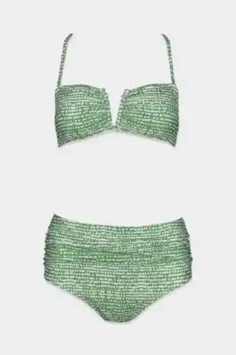 Brands For Less Women 2-pc printed wired bikini top and pull-on bottom set, green combo offer