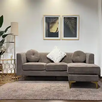 Homes R Us Ivy corner sofa, greyish brown offer