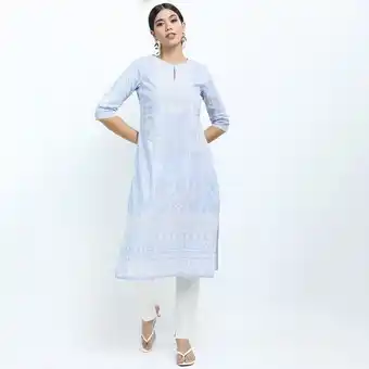 Vishudh women mauve printed keyhole neck straight kurta
