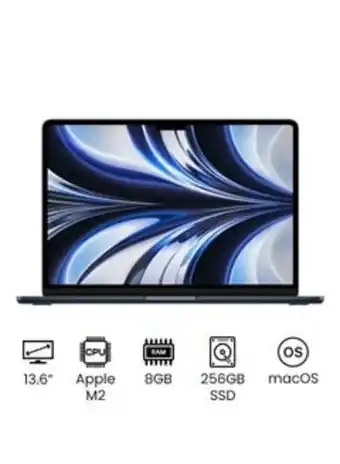 Noon Macbook air 13.6-inch display, apple m2 chip with 8-core cpu and 8-core gpu, 256gb ssd english midnight offer