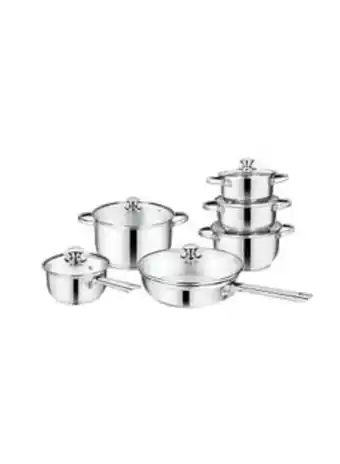 12 pieces stainless steel cookware set silver 12-piece