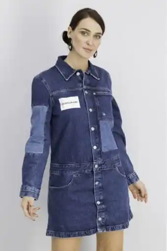 Brands For Less Women patchwork trucker dress, navy blue offer