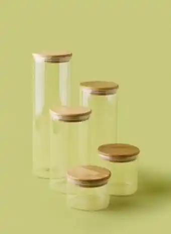 Noon Glass food container set with airtight bamboo lids clear 5-piece offer