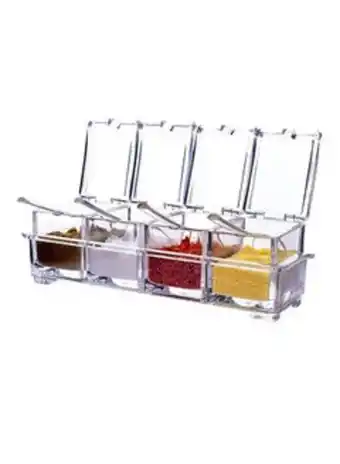 Noon Set of 4 home spice container jars clear 10x4x3inch offer