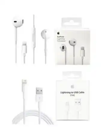 Noon 2-in-1 apple earpods with lightning connector and lightning to usb cable for apple iphone white offer