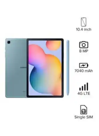 Noon Galaxy tab s6 lite 10.4-inch, 4gb ram, 64gb, 4g lte, angora blue with pen - uae version offer