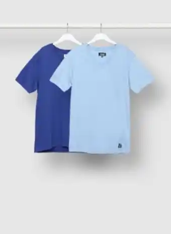 Noon 2 pack of v-neck regular fit plain t-shirt light blue/dark blue offer