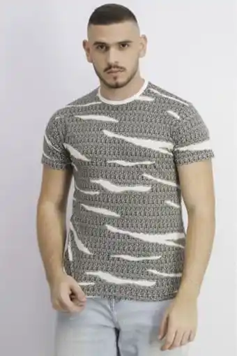 Brands For Less Men regular fit crew neck short sleeve t-shirt, ecru combo offer