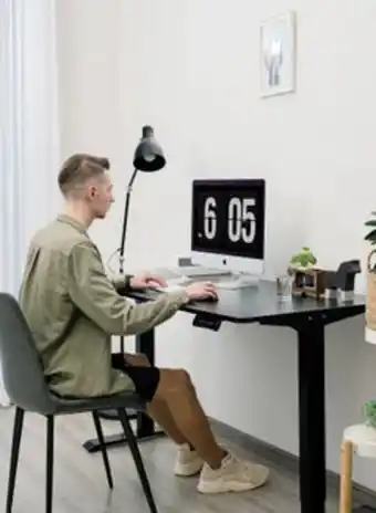 Noon Height adjustable desk computer table by luxurious ebb and flow - black single motor used as study office table or gaming tab offer