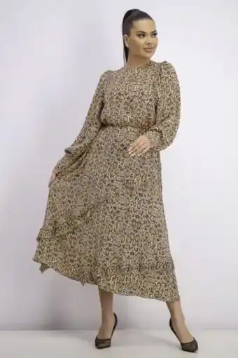Brands For Less Women printed layered dress, beige combo offer
